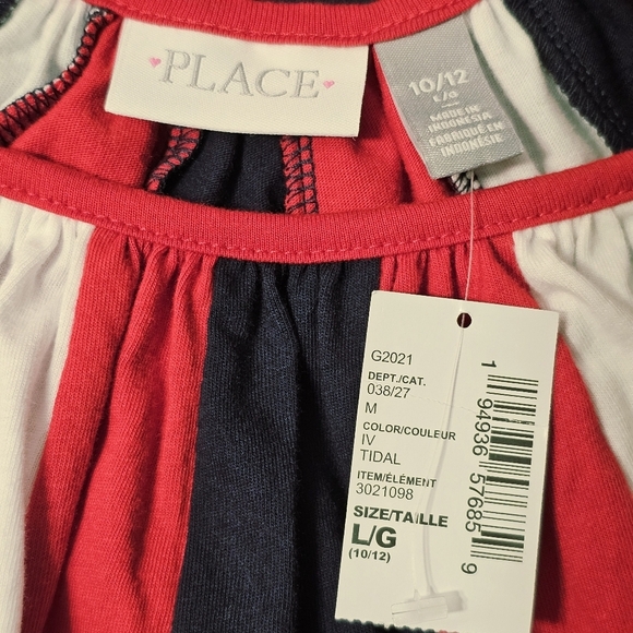 The Children's Place Girls Red White & Blue Colorblock Dress Size Lg 10/12 - Picture 6 of 7
